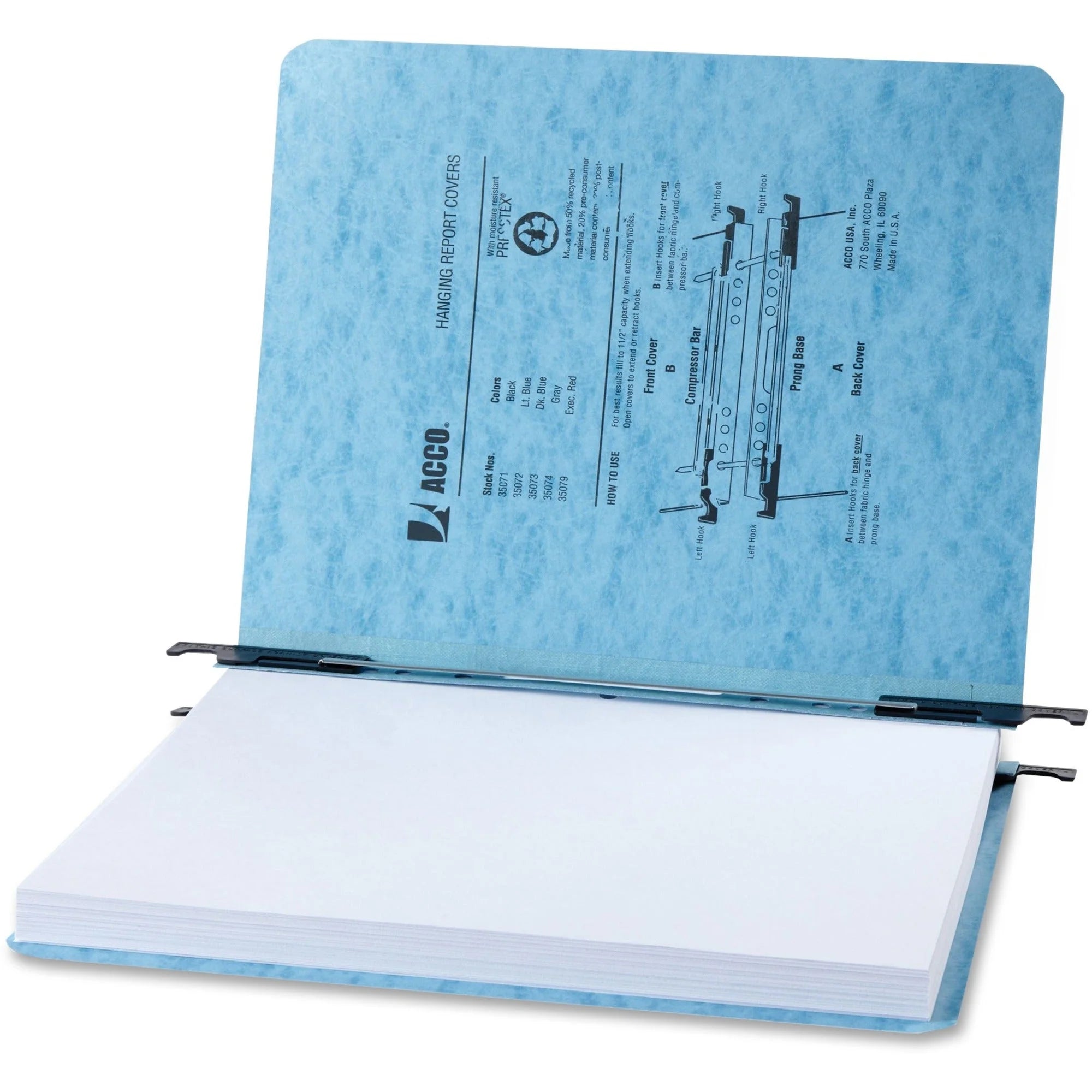ACCO Presstex Letter Recycled Report Cover: Light Blue 20 pt. - 5/Pack - Covers