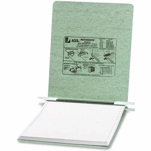 ACCO PRESSTEX Unburst Sheet Covers: 6’’ Binder Capacity Light Green Recycled - Hanging System Moisture & Water