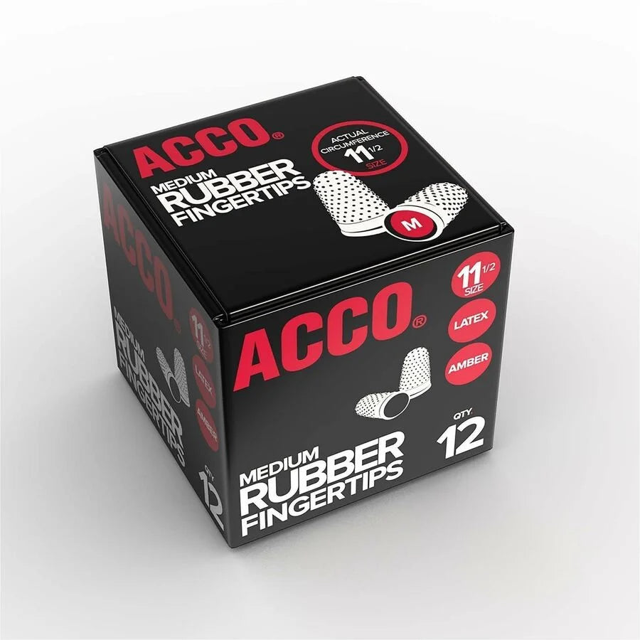 ACCO Rubber Finger Tips #11.5 - Medium Size Amber - 12/Box - Mailroom Equipment & Supplies