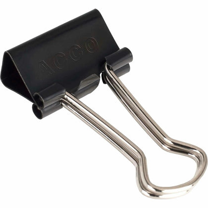 ACCO Small Foldback Binder Clips - 0.8’’ Width - Non-slip Grip - Black - 1 Dozen - Bulldog