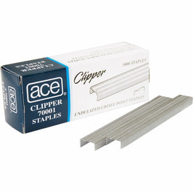 Ace Undulated Clipper Staples - Chisel Point - 210 Per Strip - 5000/Box - & Staple Removers