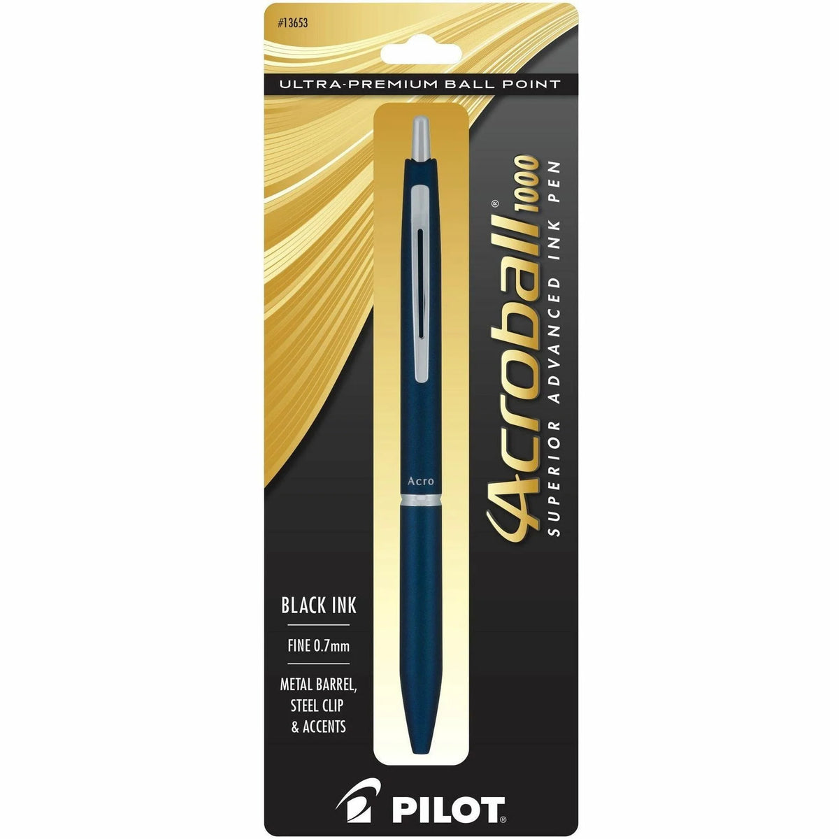 Acroball 0.7mm Fine Gel Ballpoint Pen: Navy Metal Barrel - Pens