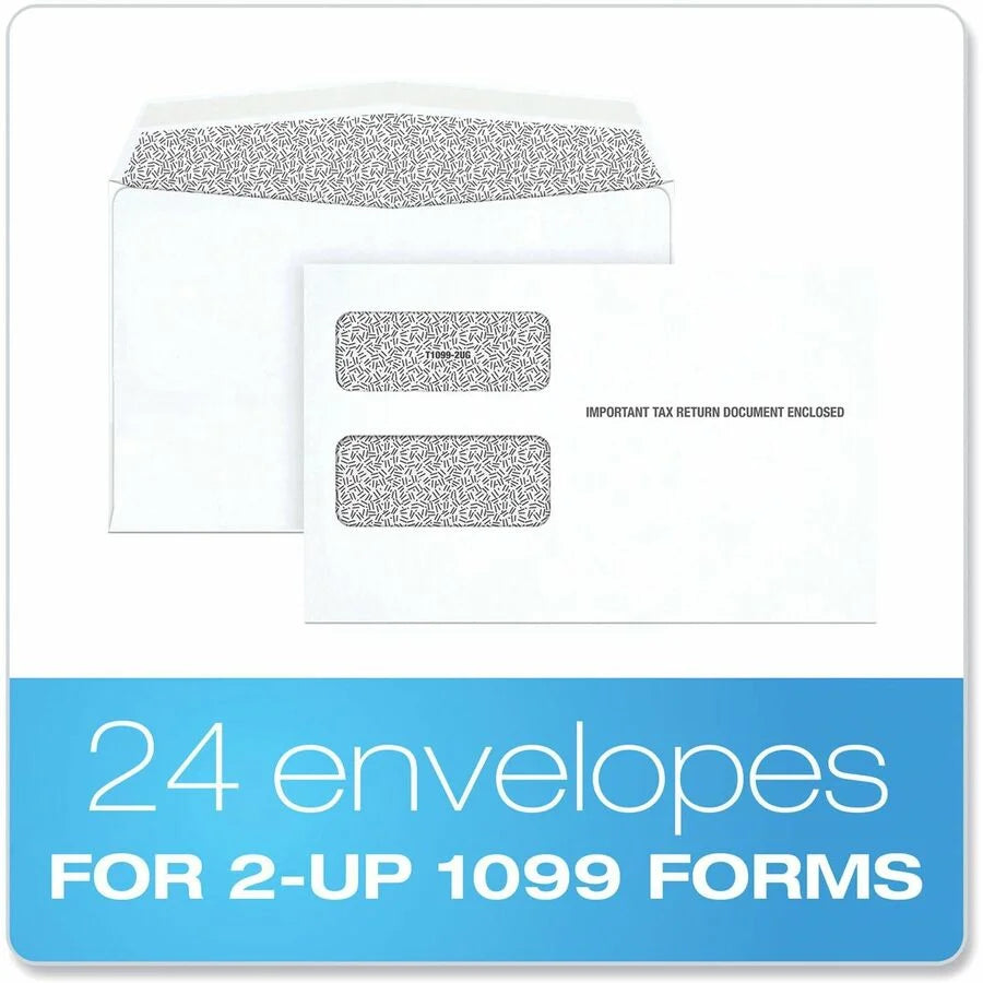 Adams 1098/1099 Tax Form Envelopes - White Gummed - 24/Pack - Specialty