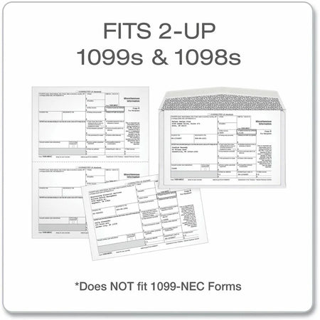 Adams 1098/1099 Tax Form Envelopes - White Gummed - 24/Pack - Specialty