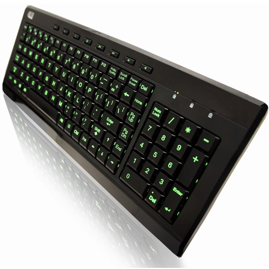 Adesso 3-Color Illuminated Compact Multimedia Keyboard - Left