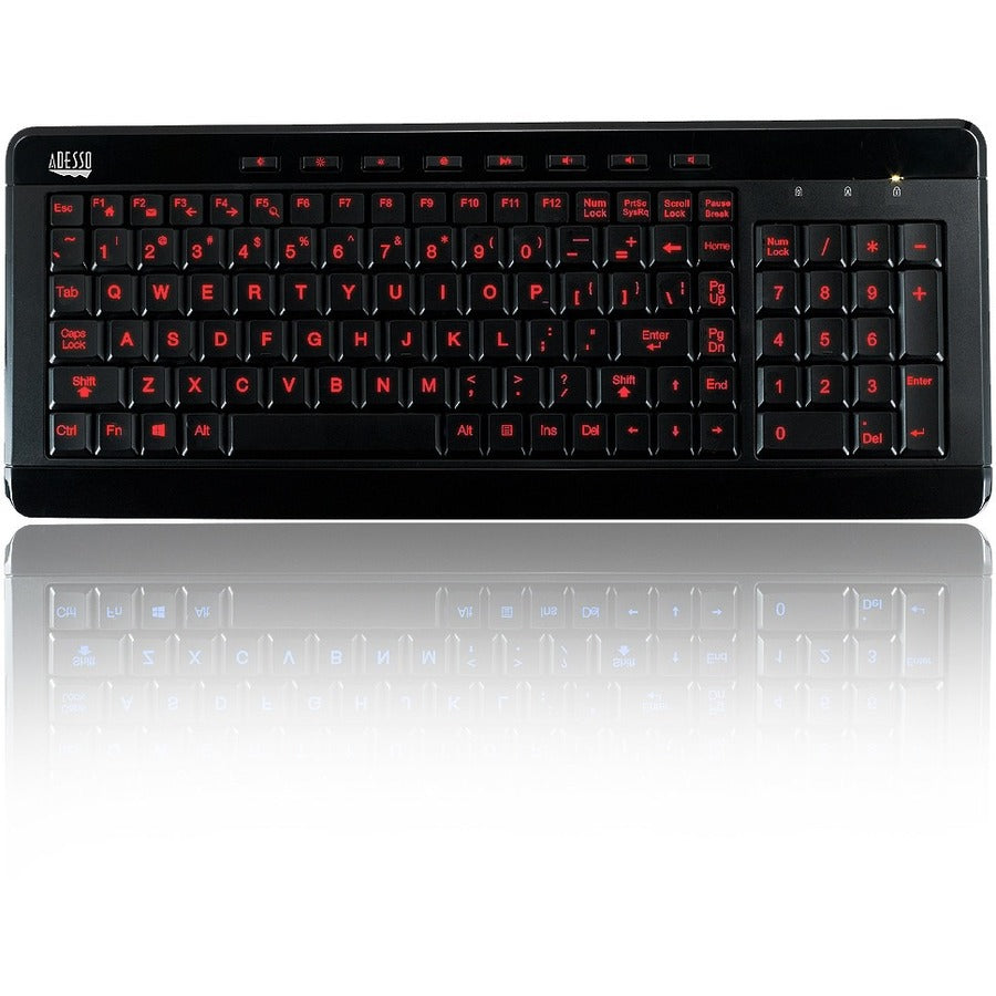 Adesso 3-Color Illuminated Compact Multimedia Keyboard - Top