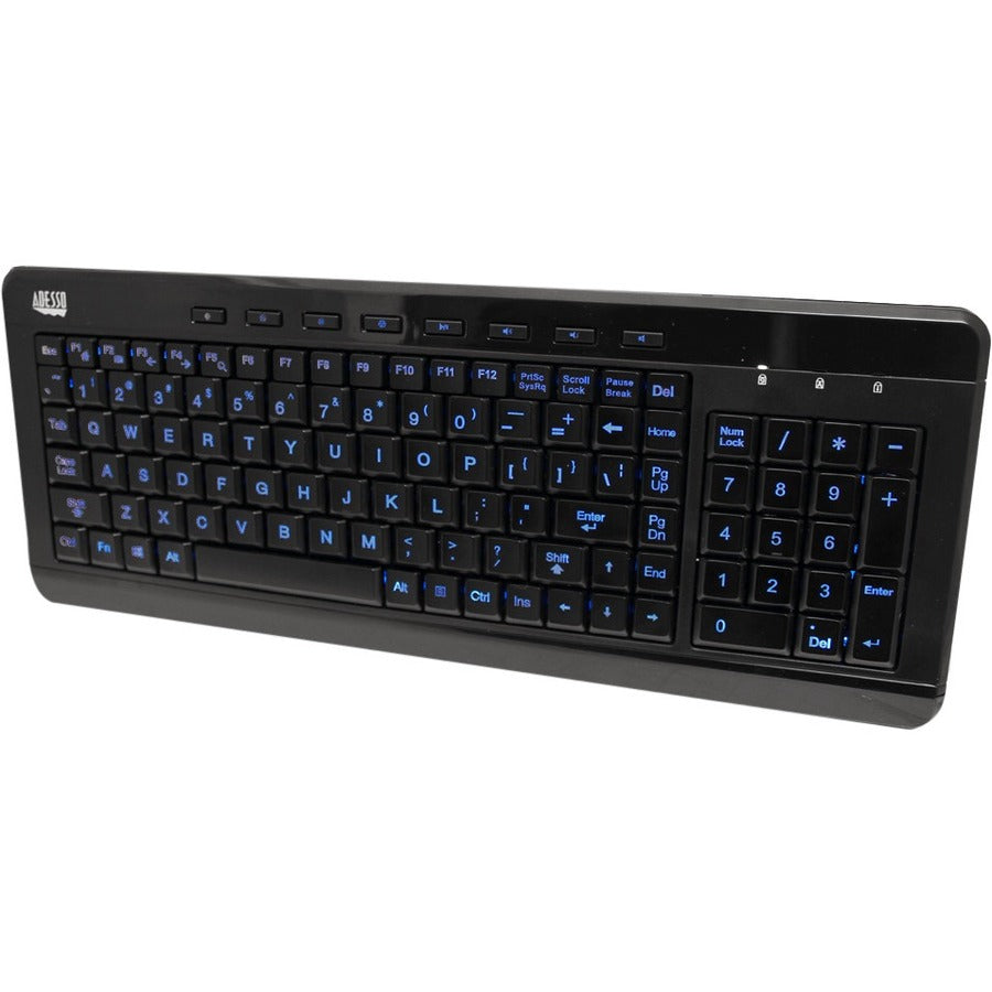 Adesso 3-Color Illuminated Compact Multimedia Keyboard - 900