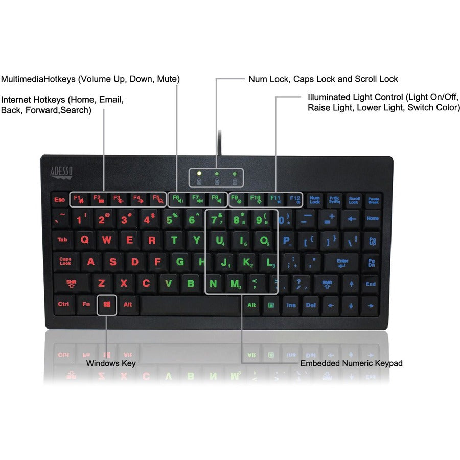 Adesso 3-Color Illuminated Mini Keyboard - Alternate-Image7