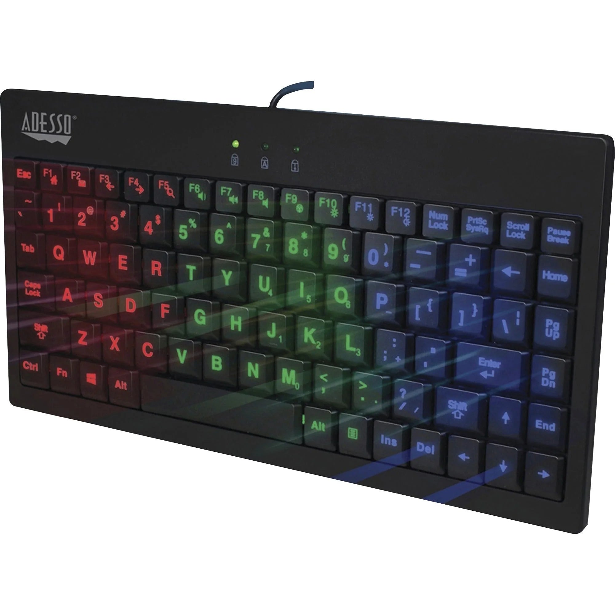 Adesso 3-Color Illuminated Mini Keyboard: USB POS Keyboard - Keyboards & Mice