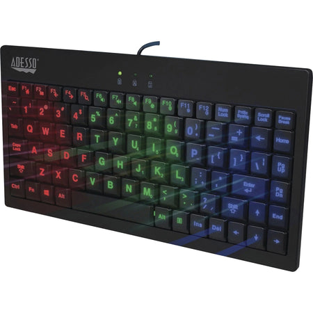 Adesso 3-Color Illuminated Mini Keyboard: USB POS Keyboard - Keyboards & Mice