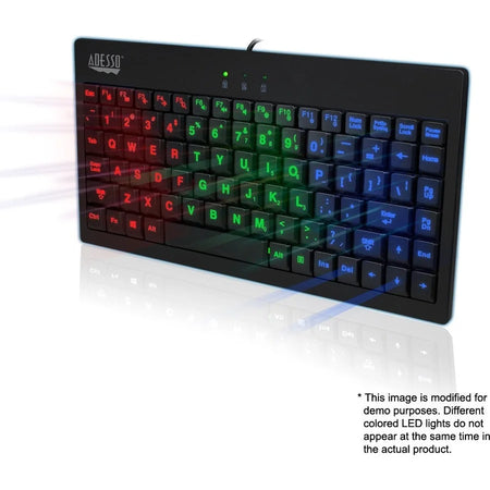 Adesso 3-Color Illuminated Mini Keyboard: USB POS Keyboard - Keyboards & Mice