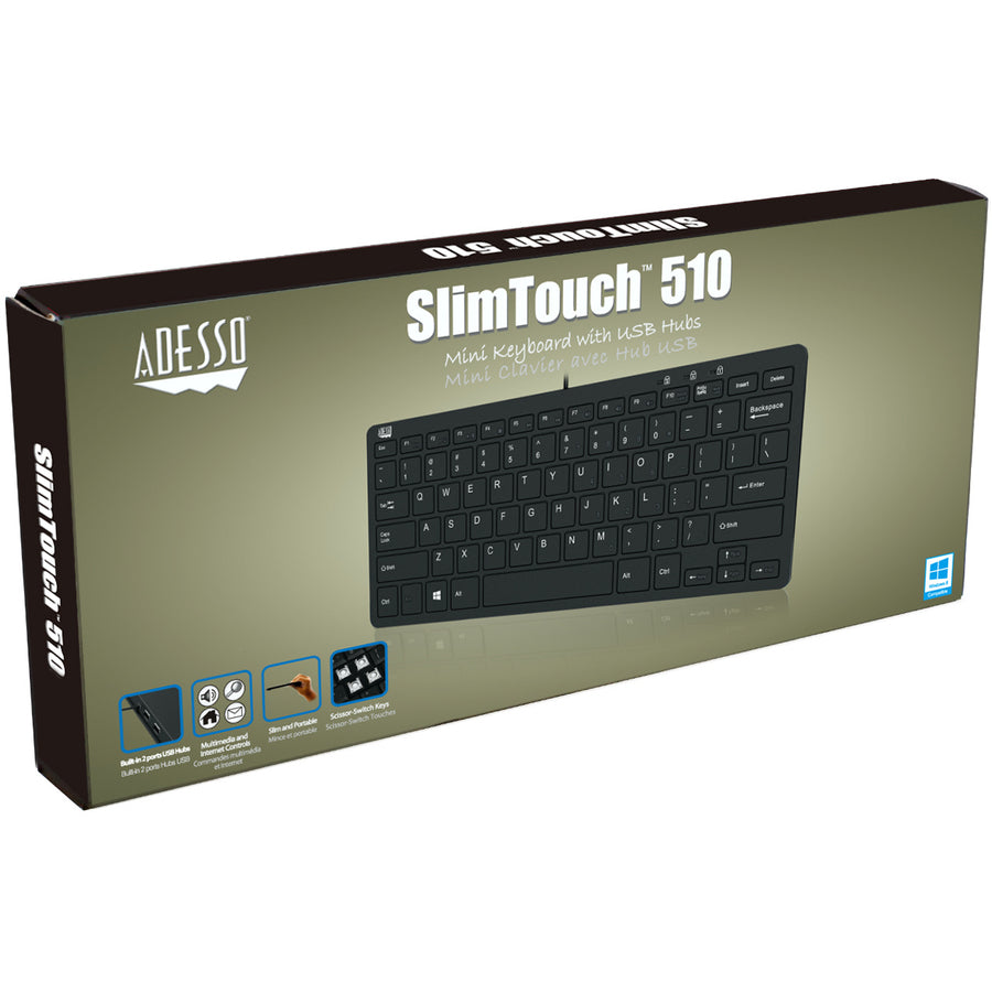 Adesso Mini Keyboard with USB Hubs - Alternate-Image2