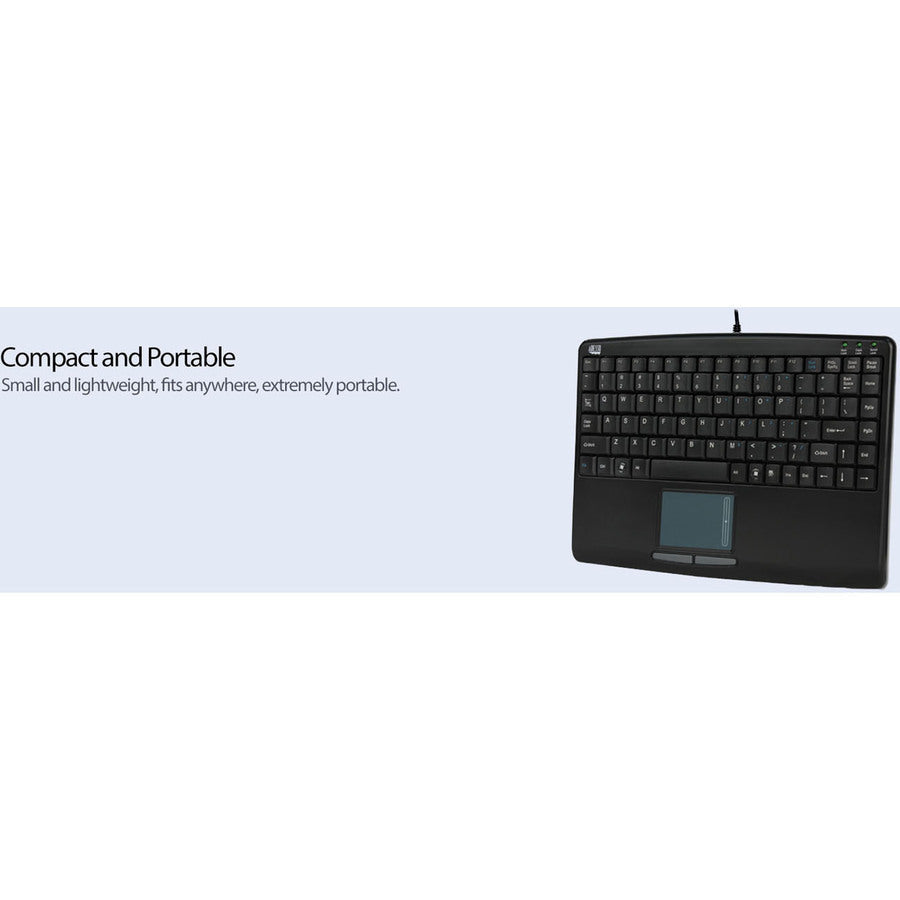 Adesso Mini Touchpad Keyboard (Black, USB) - Alternate-Image2