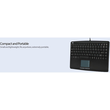 Adesso Mini Touchpad Keyboard (Black, USB) - Alternate-Image2