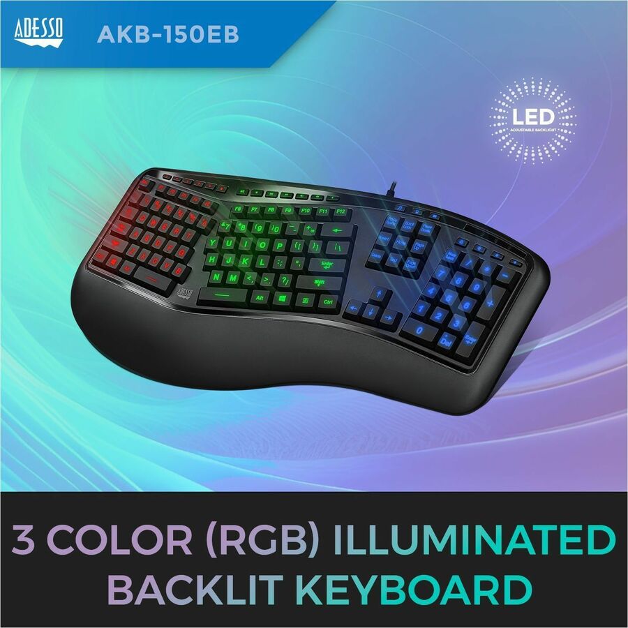 Adesso Tru-Form 150 Ergonomic Keyboard - Alternate-Image1