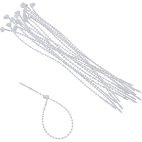Advantus Beaded Cable Ties: White 0.25’’ Length - 250 Pack - Audio/Video Cables & Accessories