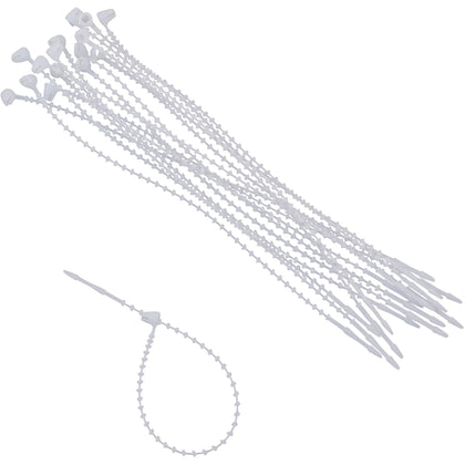 Advantus Beaded Cable Ties: White 0.25’’ Length - 250 Pack - Audio/Video Cables & Accessories
