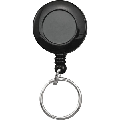 Advantus Clip-on Ring Retractable ID Reel - Black - Sturdy - 12/Box - Badges & Supplies