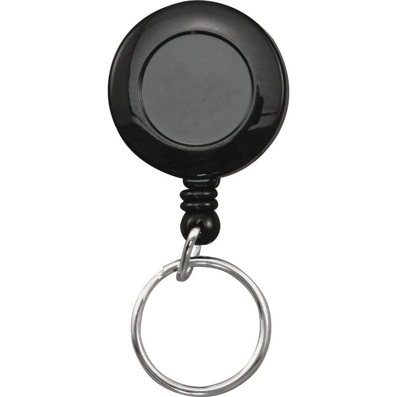 Advantus Clip-on Ring Retractable ID Reel - Black - Sturdy - 12/Box - Badges & Supplies