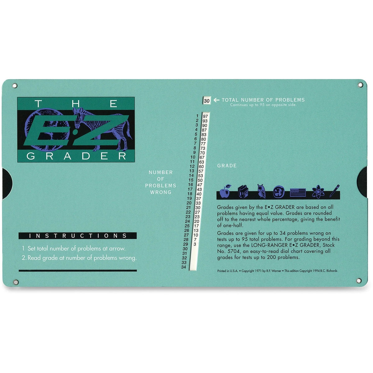Advantus E-Z Grader Chart: Skill Learning Tool - 1 Each - Educational Record Books