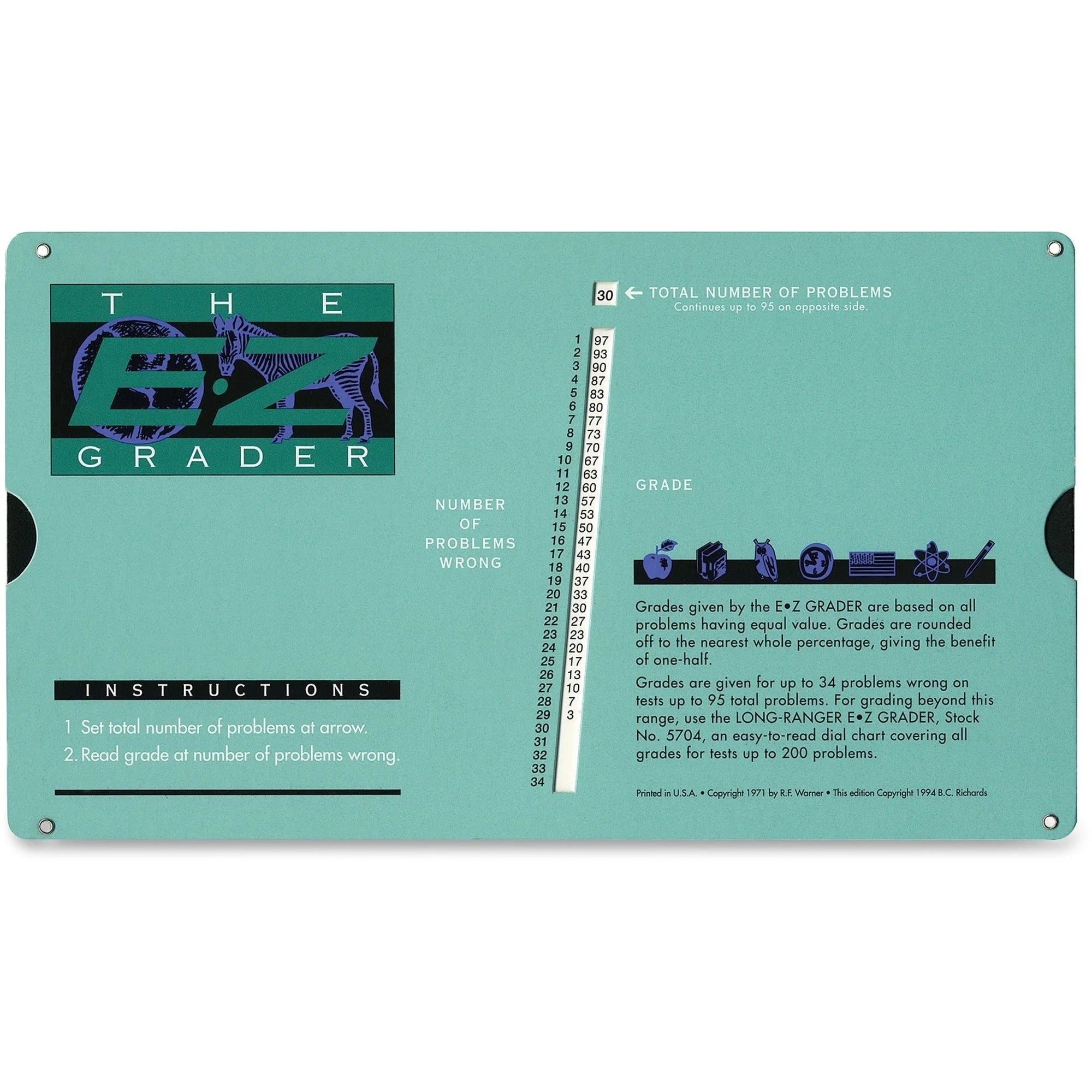Advantus E-Z Grader Chart: Skill Learning Tool - 1 Each - Educational Record Books