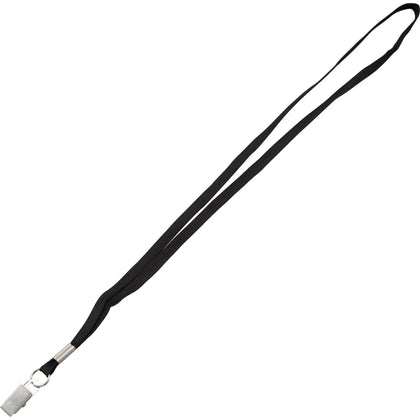 Advantus Flat Clip Lanyard: 36’’ Black Woven Metal - 100/Box - ID Badges & Supplies