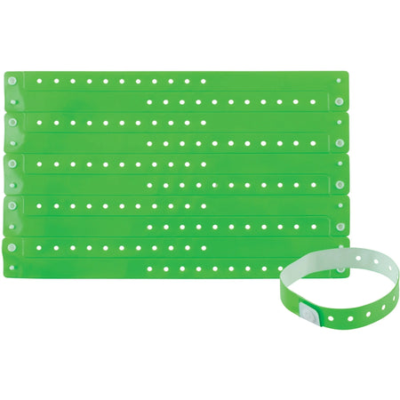 Advantus Green Vinyl Wristbands - Adjustable - 100/Pack - ID Badges & Supplies