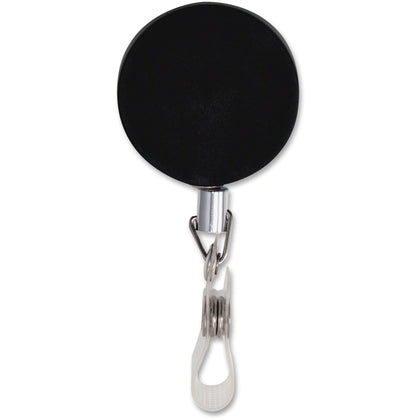 Advantus Heavy-duty Retractable ID Reel - Black/Silver - 12/Box - Badges & Supplies