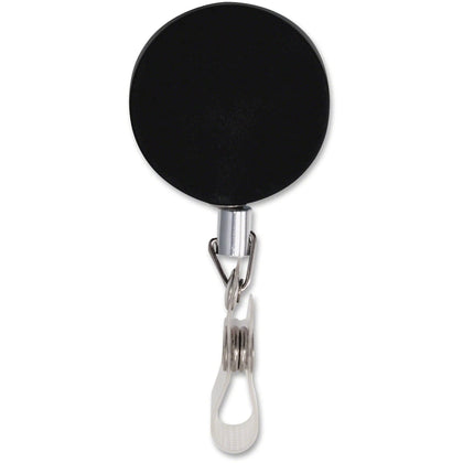 Advantus Heavy-duty Retractable ID Reel - Black/Silver - 12/Box - Badges & Supplies
