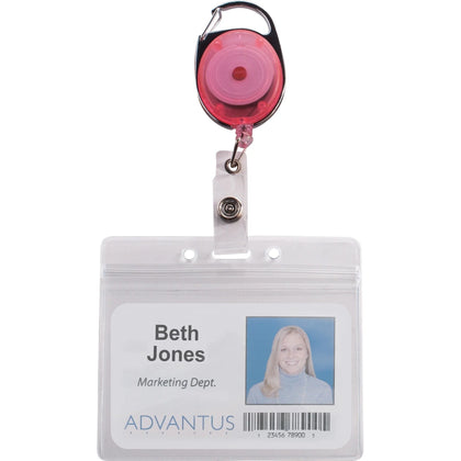 Advantus Neon Carabiner ID Reels - Colorful 2.4’’ - 20 Pack - Badges & Supplies