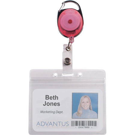 Advantus Neon Carabiner ID Reels - Colorful 2.4’’ - 20 Pack - Badges & Supplies