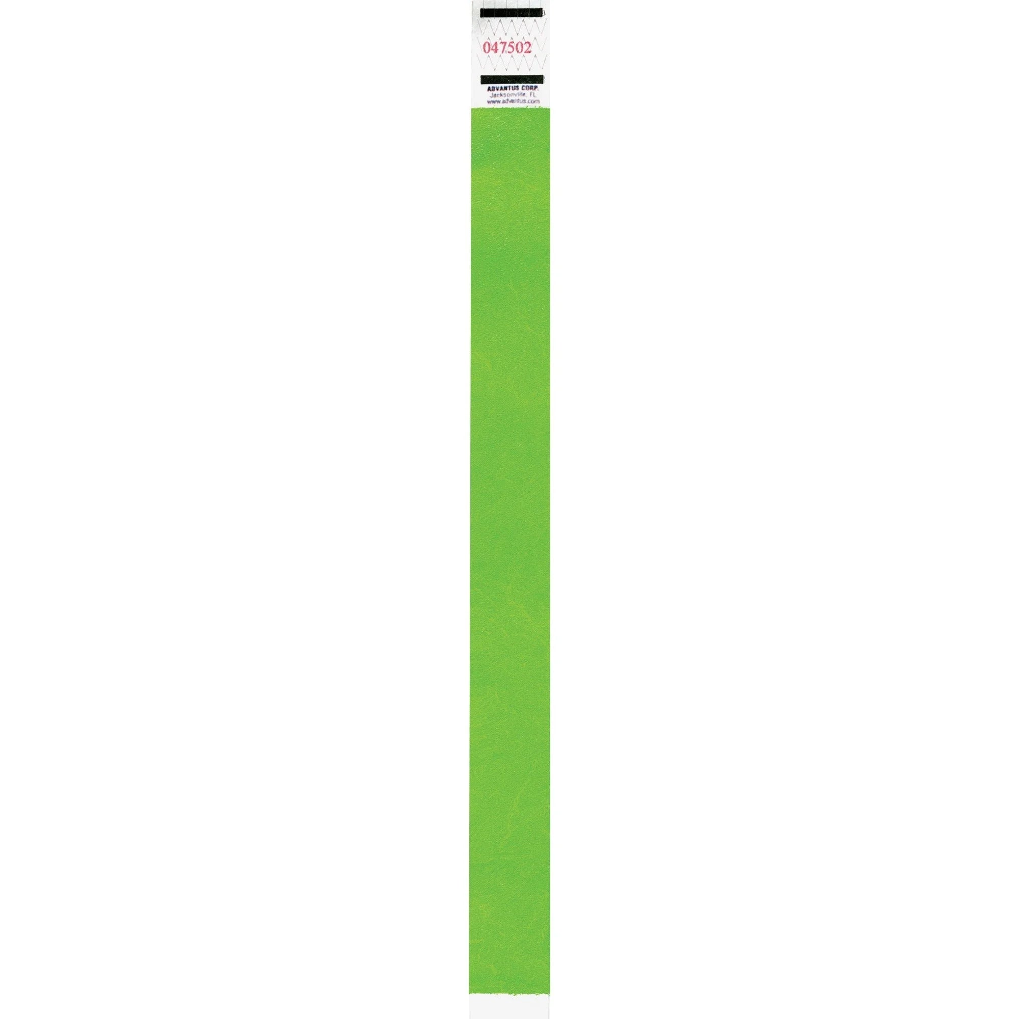 Advantus Neon Tyvek Wristbands: Green 500-Pack - ID Badges & Supplies