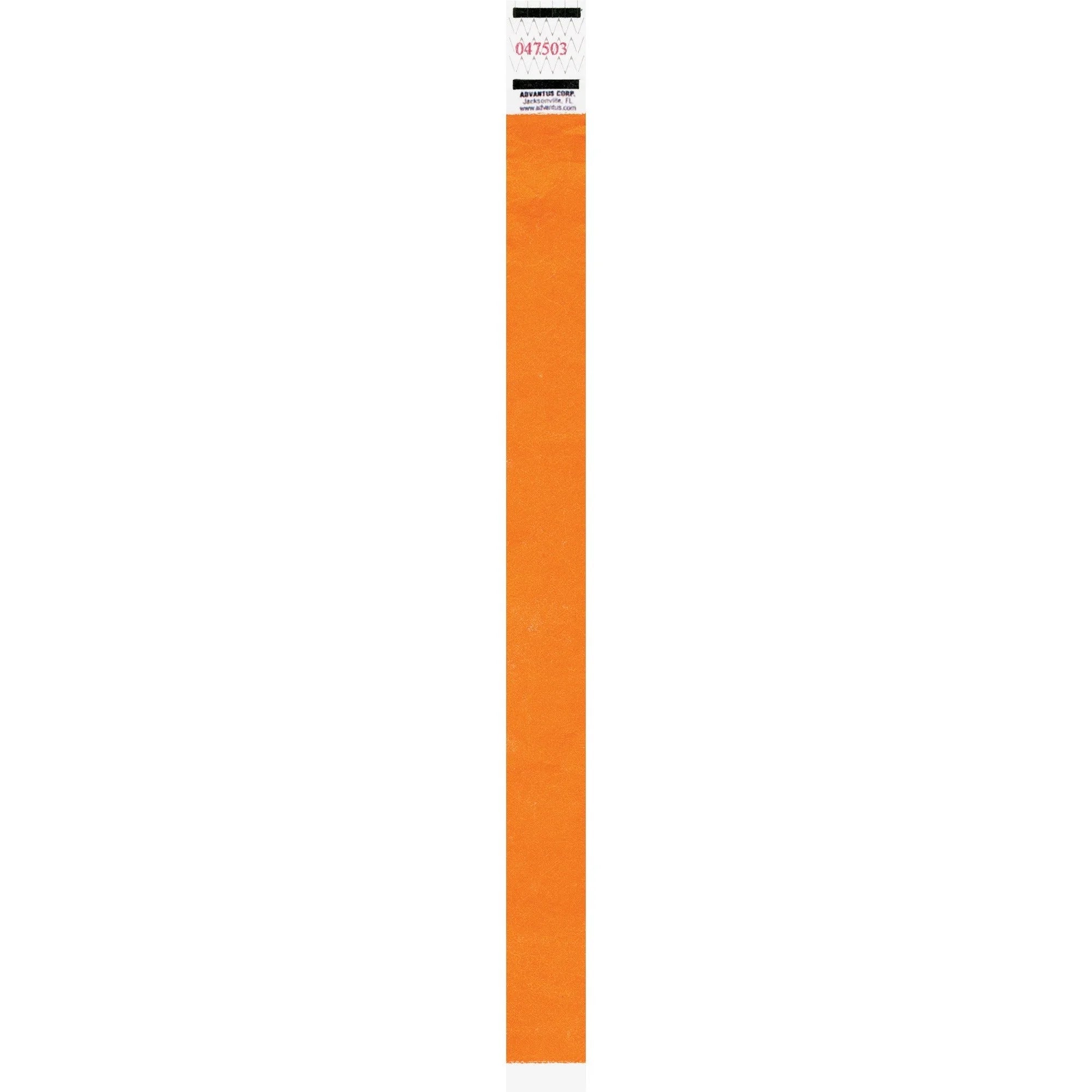 Advantus Neon Tyvek Wristbands: Orange - Pack of 500 - ID Badges & Supplies
