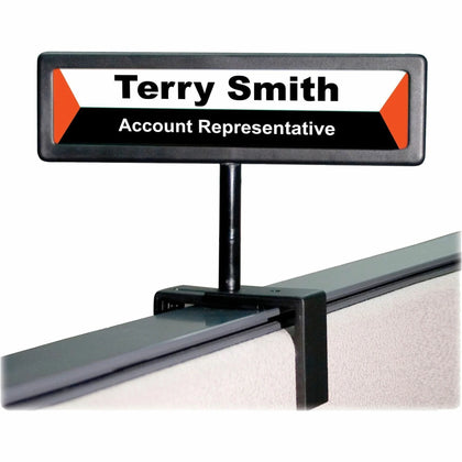 Advantus People Pointer Cubicle Sign - Black 9’’x2.5’’x0.6’’ - Cubicle-Mountable - Signs & Nameplates
