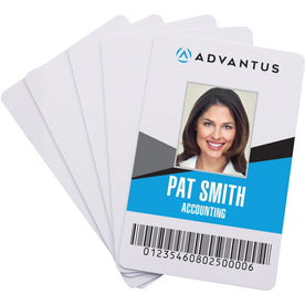 Advantus Printable Blank PVC ID Cards - White - 2.13’’ x 3.38’’ - 100 Pack - Badges & Supplies