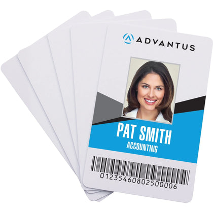 Advantus Printable Blank PVC ID Cards - White - 2.13’’ x 3.38’’ - 100 Pack - Badges & Supplies