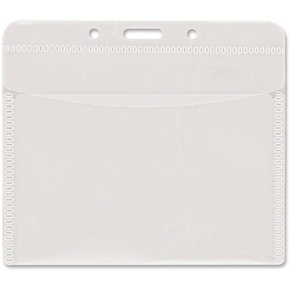 Advantus PVC-Free Horizontal Badge Holder - Clear - 50 Pack - ID Badges & Supplies