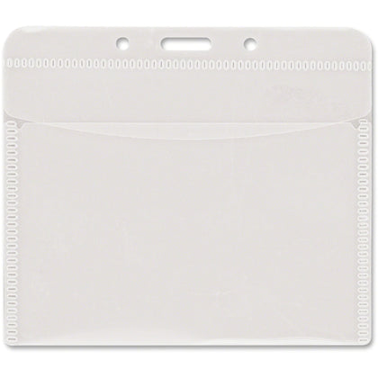 Advantus PVC-Free Horizontal Badge Holder - Clear - 50 Pack - ID Badges & Supplies