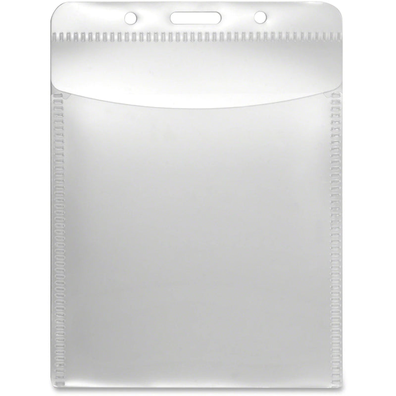 Advantus PVC-Free Vertical Badge Holder - Clear - 50 Pack - ID Badges & Supplies