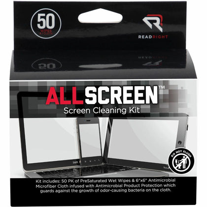 Advantus Read/Right Screen Cleaning Kit: Alcohol-free Ammonia-free Reusable - 50 / Box - Electronics Supplies