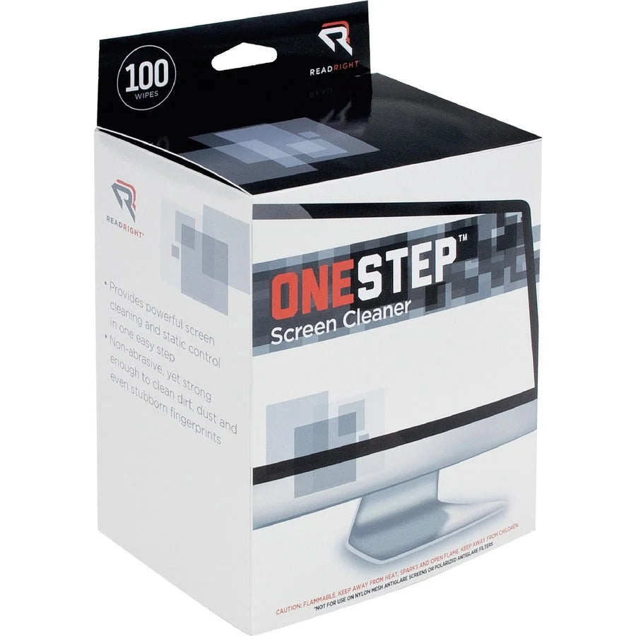 Advantus Read/Right Screen Cleaning Wipes - Streak-free & Anti-static - 100/Box - Electronics Supplies