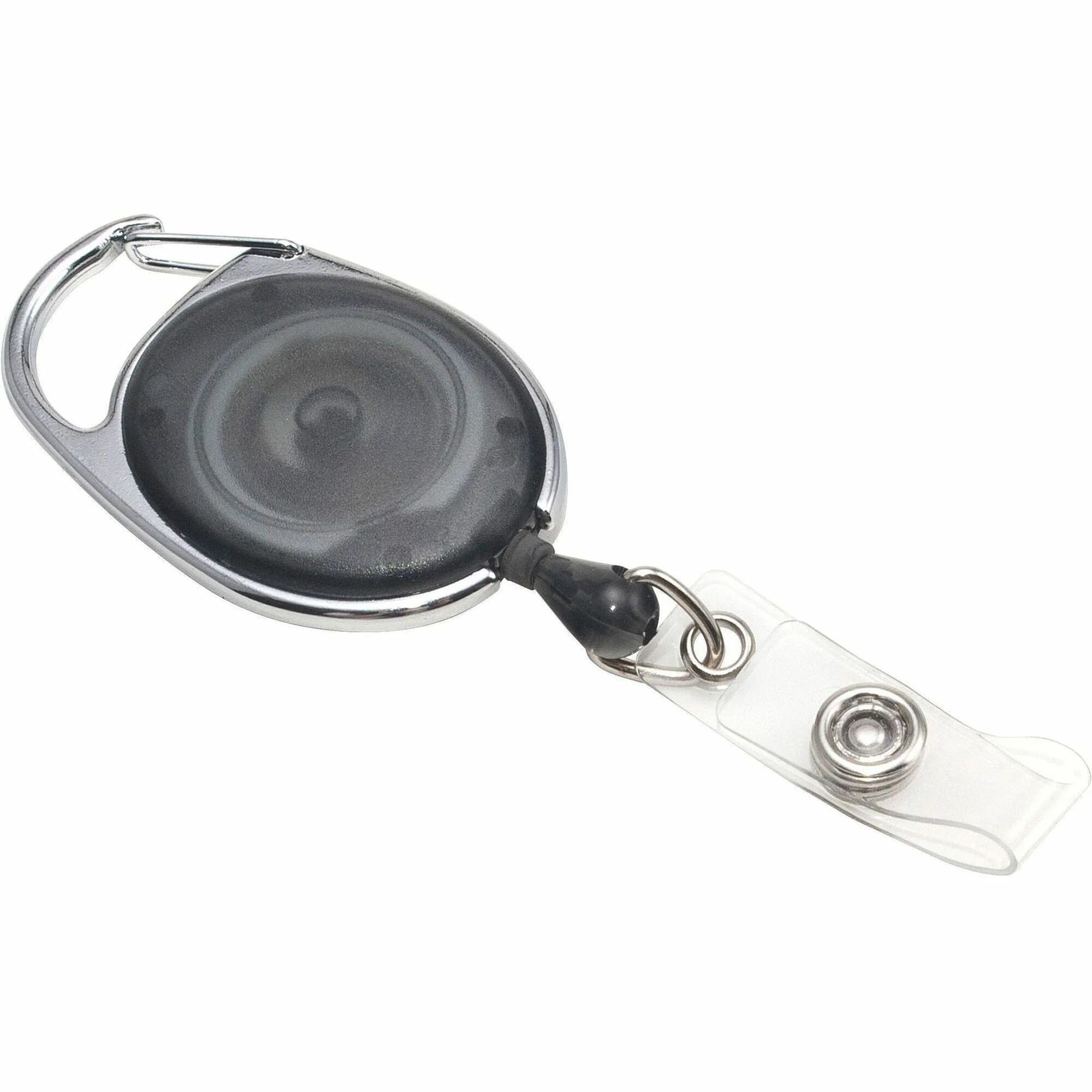 Advantus Retractable Carabiner-Style ID Reel - Extendable Smoke - 12/Pack - Badges & Supplies