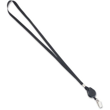 Advantus Retracting ID Reel Badge Lanyard - 36’’ Length - Black - 12/Box - Badges & Supplies