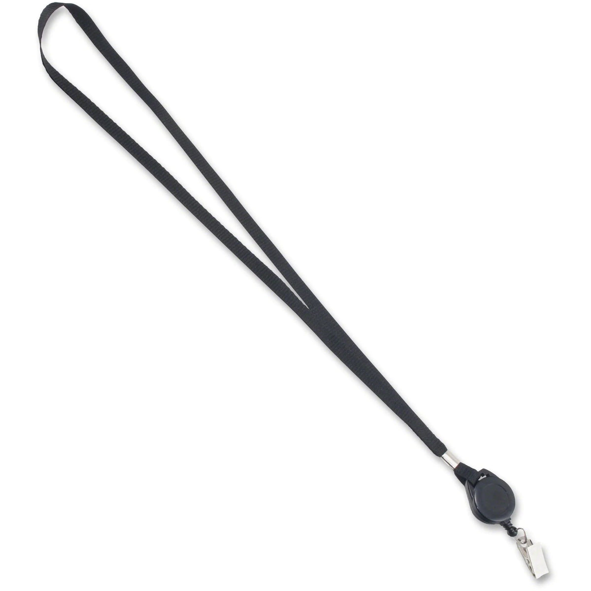 Advantus Retracting ID Reel Badge Lanyard - 36’’ Length - Black - 12/Box - Badges & Supplies