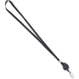 Advantus Retracting ID Reel Badge Lanyard - 36’’ Length - Black - 12/Box - Badges & Supplies