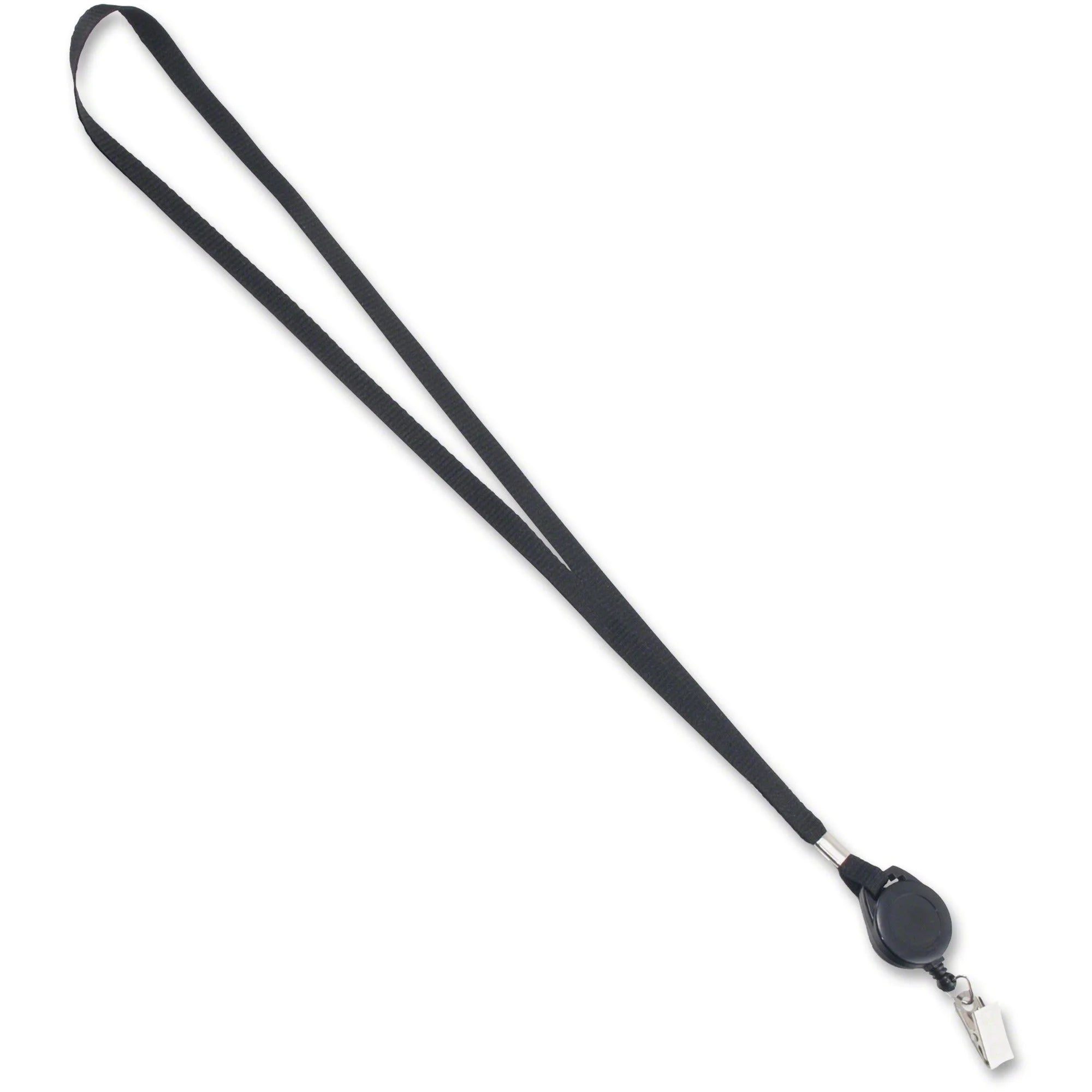 Advantus Retracting ID Reel Badge Lanyard - 36’’ Length - Black - 12/Box - Badges & Supplies