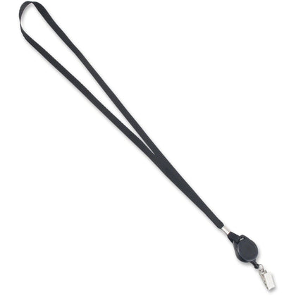 Advantus Retracting ID Reel Badge Lanyard - 36’’ Length - Black - 12/Box - Badges & Supplies
