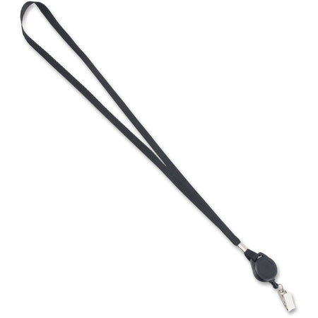 Advantus Retracting ID Reel Badge Lanyard - 36’’ Length - Black - 12/Box - Badges & Supplies