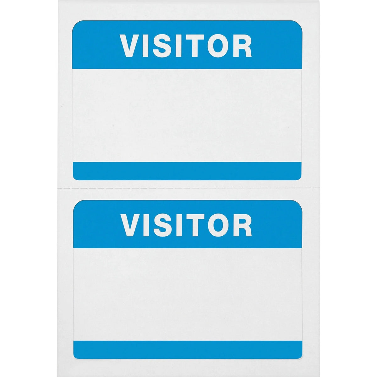 Advantus Self-Adhesive Visitor Badges: White & Blue - 100/Box - ID Badges Supplies