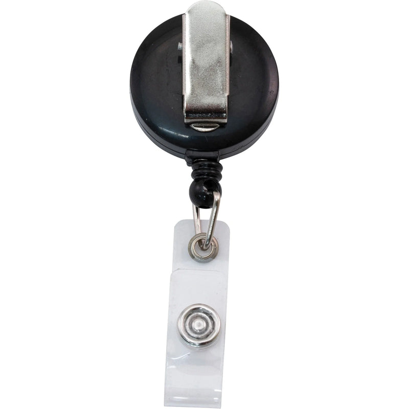 Advantus Snap Clip Retractable ID Reel - Black - Sturdy - 12/Pack - Badges & Supplies